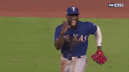 Adolis Garcia Throwing His Baseball Glove GIF