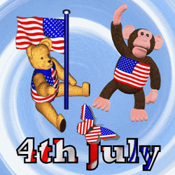 Adorable Bear Monkey American Flag Fourth Of July  GIF