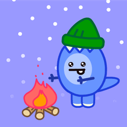 Adorable Blue Dinosaur Campfire GIF