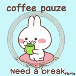 Adorable Bunny Emoji Taking Coffee Pause GIF