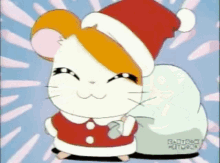 Adorable Christmas Outfit Hamtaro Dress Up GIF
