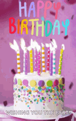 Adorable Colorful Cake And Candles Happy Birthday To You GIF