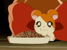 Adorable Hamtaro Eat Sunflower Seeds Meal GIF