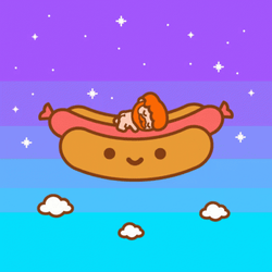 Adorable Hot Dog Face Bun Sleeping Sky GIF