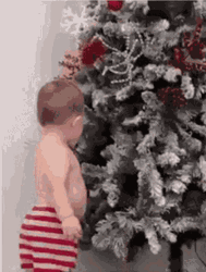Adorable Kid Stare White Christmas Tree