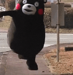 Adorable Kumamon Bear Street Skipping GIF