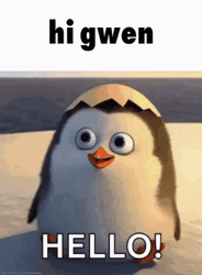 Adorable Penguin Waving Hello Hi Gwen GIF