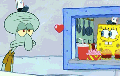 Adorable SpongeBob Squidward Heart Choke GIF