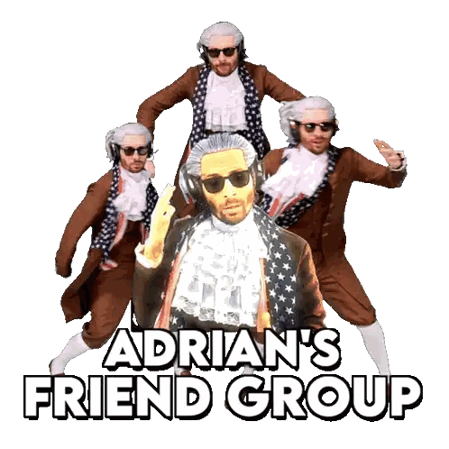 Adrian's Friend Group Poster Man In Wig Sticker