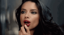 Adriana Lima Using Red Lipstick GIF