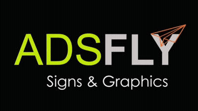 AdsFly Signs And Graphics Ad With Paper Airplane GIF