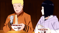 Adult Naruto Eating Ramen With Hinata GIF