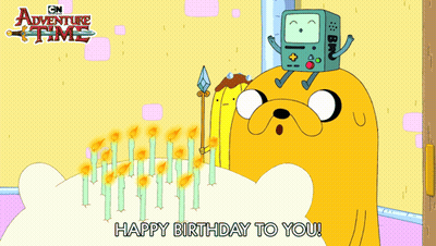 Adventure Time Cake With Candles Happy Birthday GIF