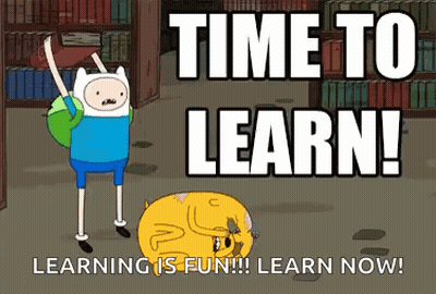 Adventure Time Character Standing Next To Dog In Library GIF