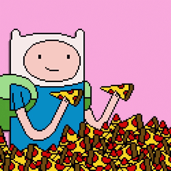 Adventure Time Finn Eating Pizza GIF