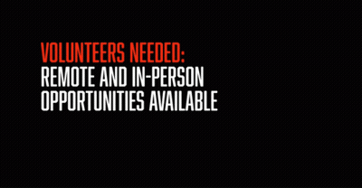 Advertisement For Volunteers Remote And In-Person Opportunities GIF