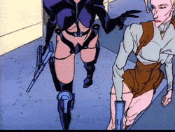 Aeon Flux Joining Guns GIF