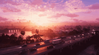 Aerial Highway At Sunset With DHL Truck GIF