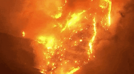 Aerial Shot Searing Fire Orange Flames GIF