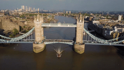 Aerial View Bridge Over River City