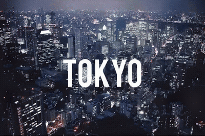 Aerial View Busy Intersection Tokyo 19:17 GIF