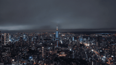 Aerial View City Night Blue Skyscraper GIF
