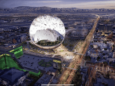 Aerial View City With MGM Sign GIF