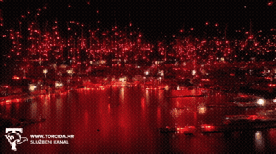 Aerial View Fireworks Over Water Www.torcida.hr GIF
