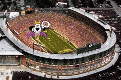 Aerial View Football Stadium With Green Bay Packers Sign GIF
