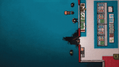 Aerial View Grocery Store With People GIF