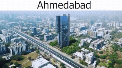 Aerial View of Ahmedabad City With Highway and Tall Building