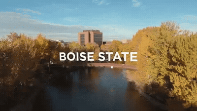 Aerial View Of Boise State With Trees And Bridge GIF