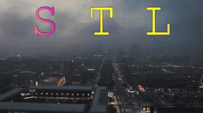 Aerial View Of City At Night With STL Above GIF