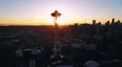 Aerial View Of City At Sunset With CTV GIF