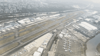 Aerial View Of City From Airplane Window With Niagara GIF