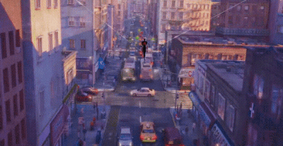 Aerial View Of City Street With Pharmacy Sign GIF