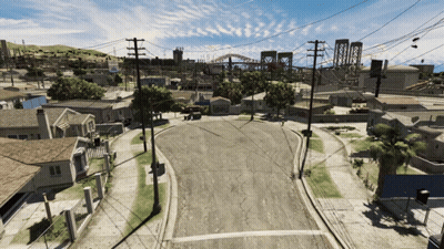 Aerial View Of City With Bridge GIF