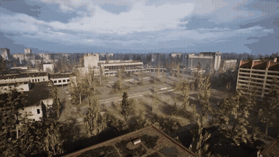 Aerial View Of City With Buildings And Trees GIF