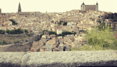 Aerial View Of City With Castle GIF