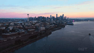 Aerial View Of City With CTV Logo GIF