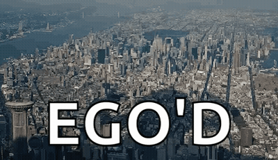 Aerial View Of City With Ego 'D Written In White GIF