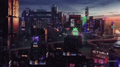 Aerial View Of City With Style Sign GIF