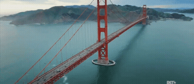 Aerial View Of Golden Gate Bridge With BET Logo GIF