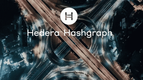 Aerial View Of Highway Intersection With Hedera Hashgraph GIF