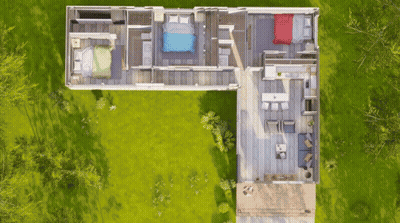 Aerial View Of House With Three Bedrooms And Deck GIF