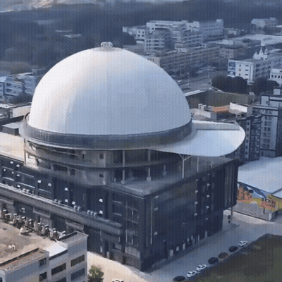 Aerial View Of Large Dome Building GIF