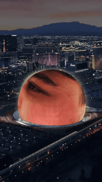 Aerial View Of Las Vegas Skyline At Night With Sphere GIF