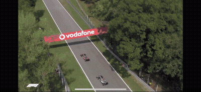 Aerial View Of Race Track With Vodafone Banner GIF