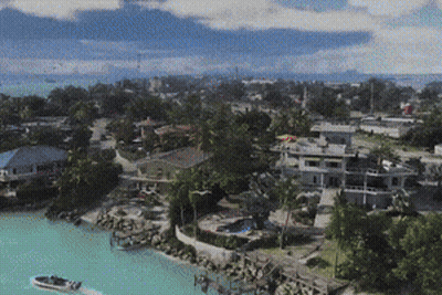 Aerial View Of Residential Area With Boat GIF