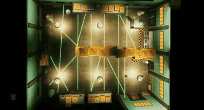 Aerial View Of Room With Boxes And Clock GIF